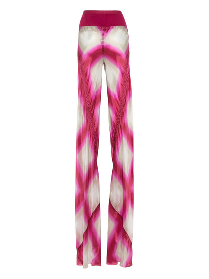 Abstract-Print Flared Trousers