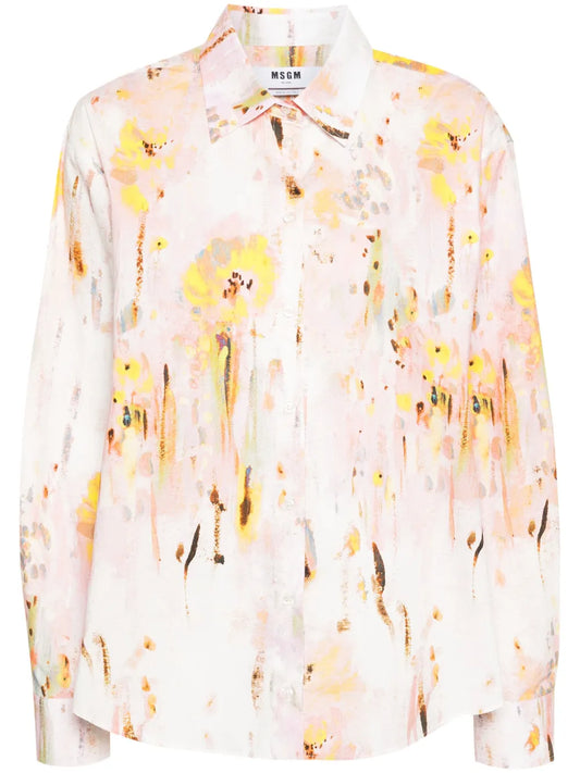 Abstract-Pattern Poplin Shirt