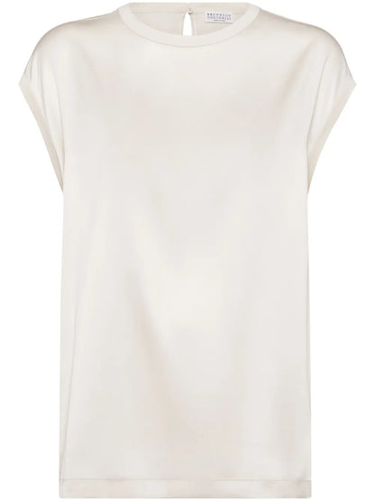 Monili-Embellished Satin Top