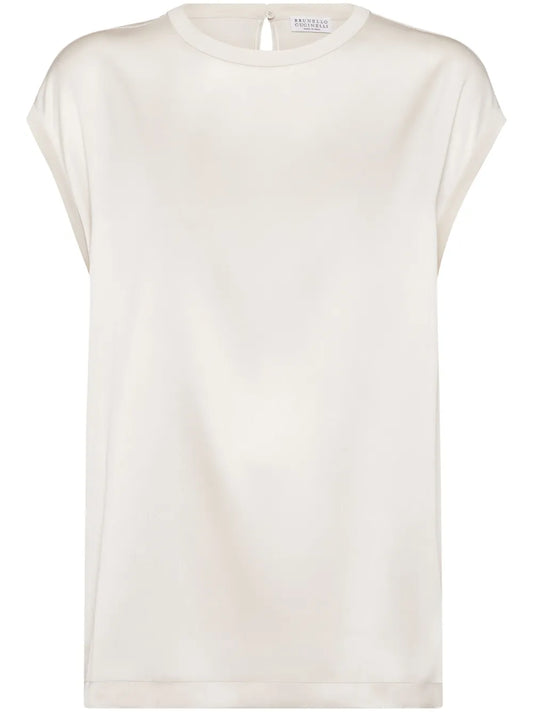 Monili-Embellished Satin Top