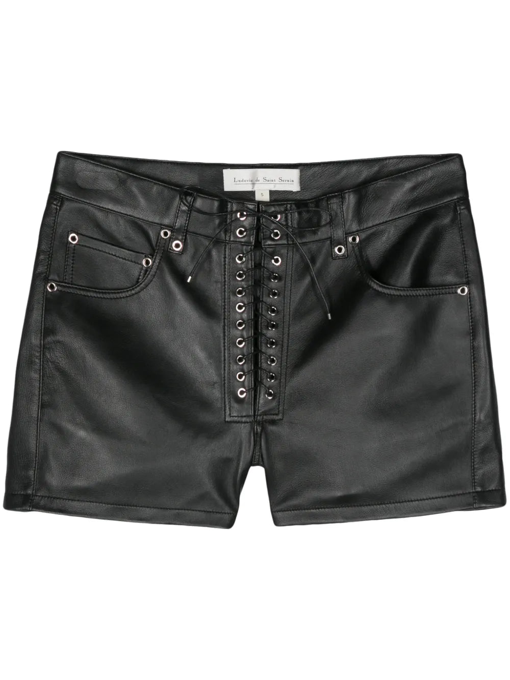 Lace-Up Leather Shorts