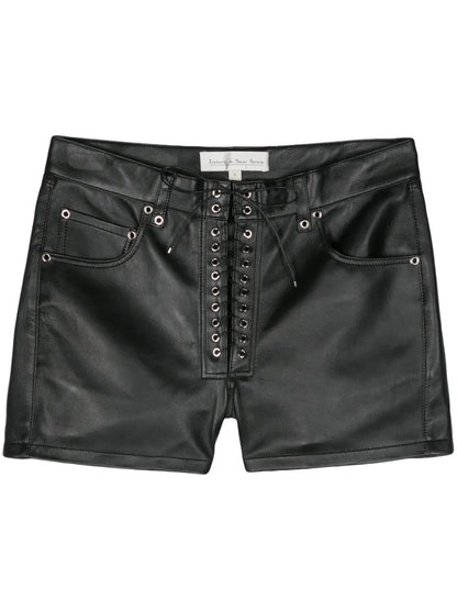 Lace-Up Leather Shorts