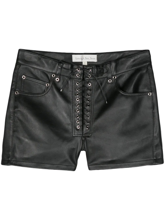 Lace-Up Leather Shorts