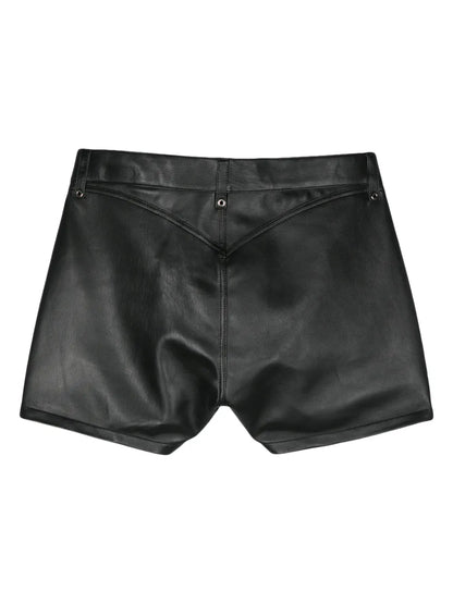 Lace-Up Leather Shorts
