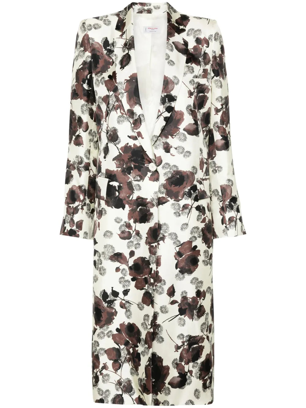 Floral-Print Silk Coat