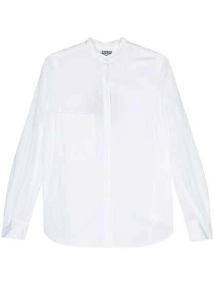 Band-Collar Cotton Shirt