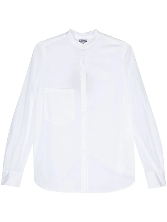 Band-Collar Cotton Shirt