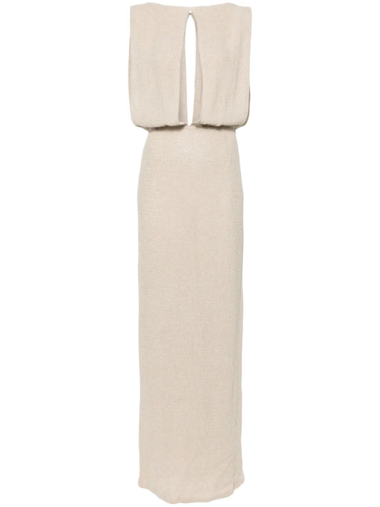 Linen-Blend Maxi Dress