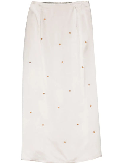 Bead-Detailed Straight Midi Skirt