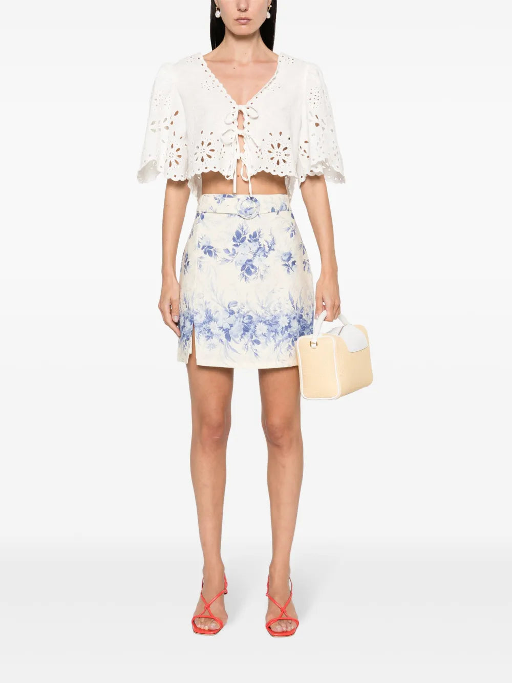 Floral-Print Mini Skirt