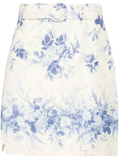 Floral-Print Mini Skirt