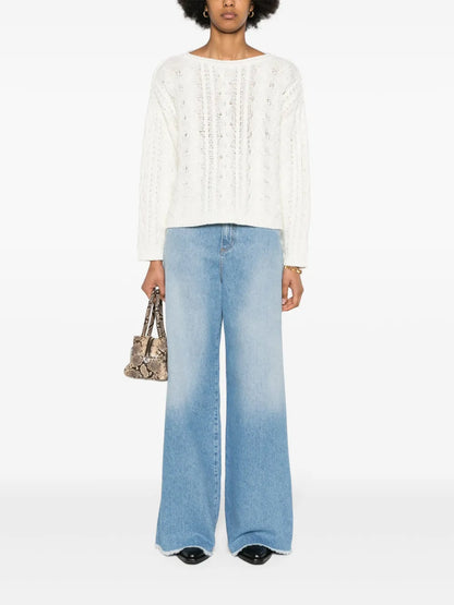 Logo-Patch Cable-Knit Jumper