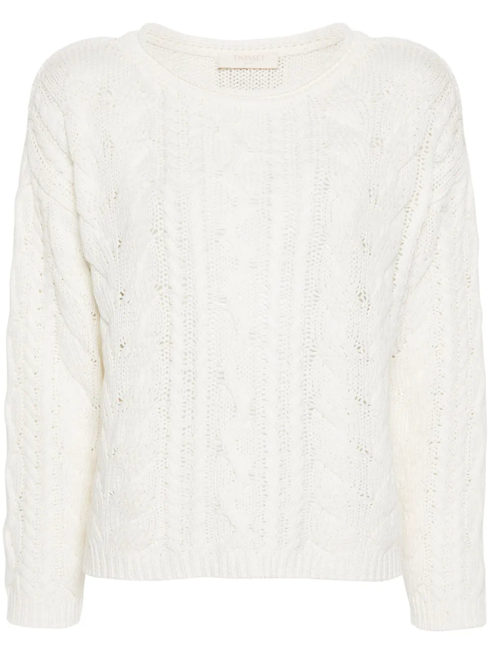 Logo-Patch Cable-Knit Jumper