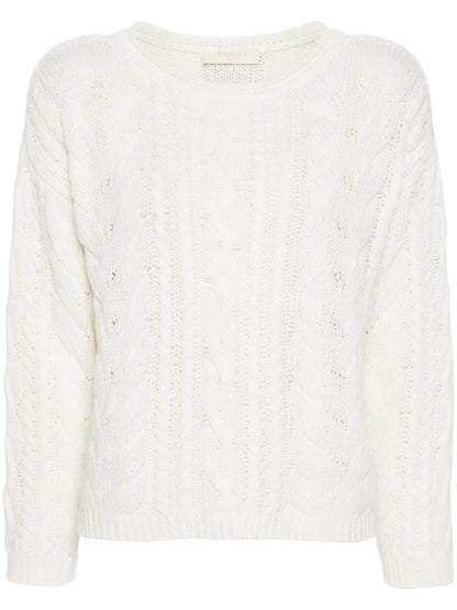 Logo-Patch Cable-Knit Jumper