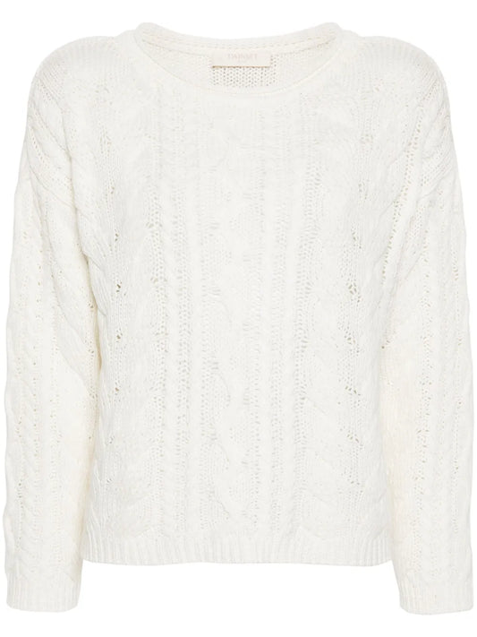 Logo-Patch Cable-Knit Jumper