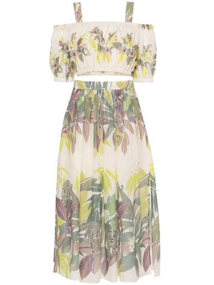 Jungle-Print Cotton Skirt Set