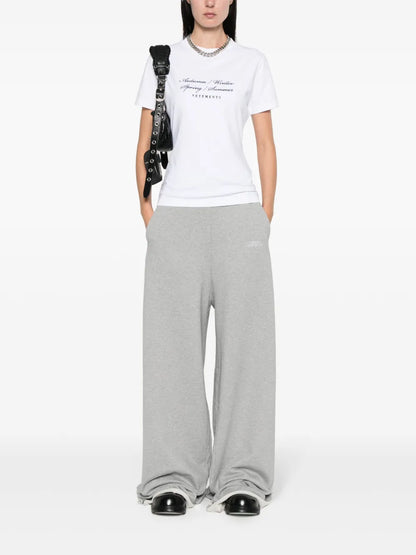 Slogan-Embroidered Cotton T-Shirt