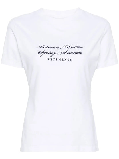 Slogan-Embroidered Cotton T-Shirt