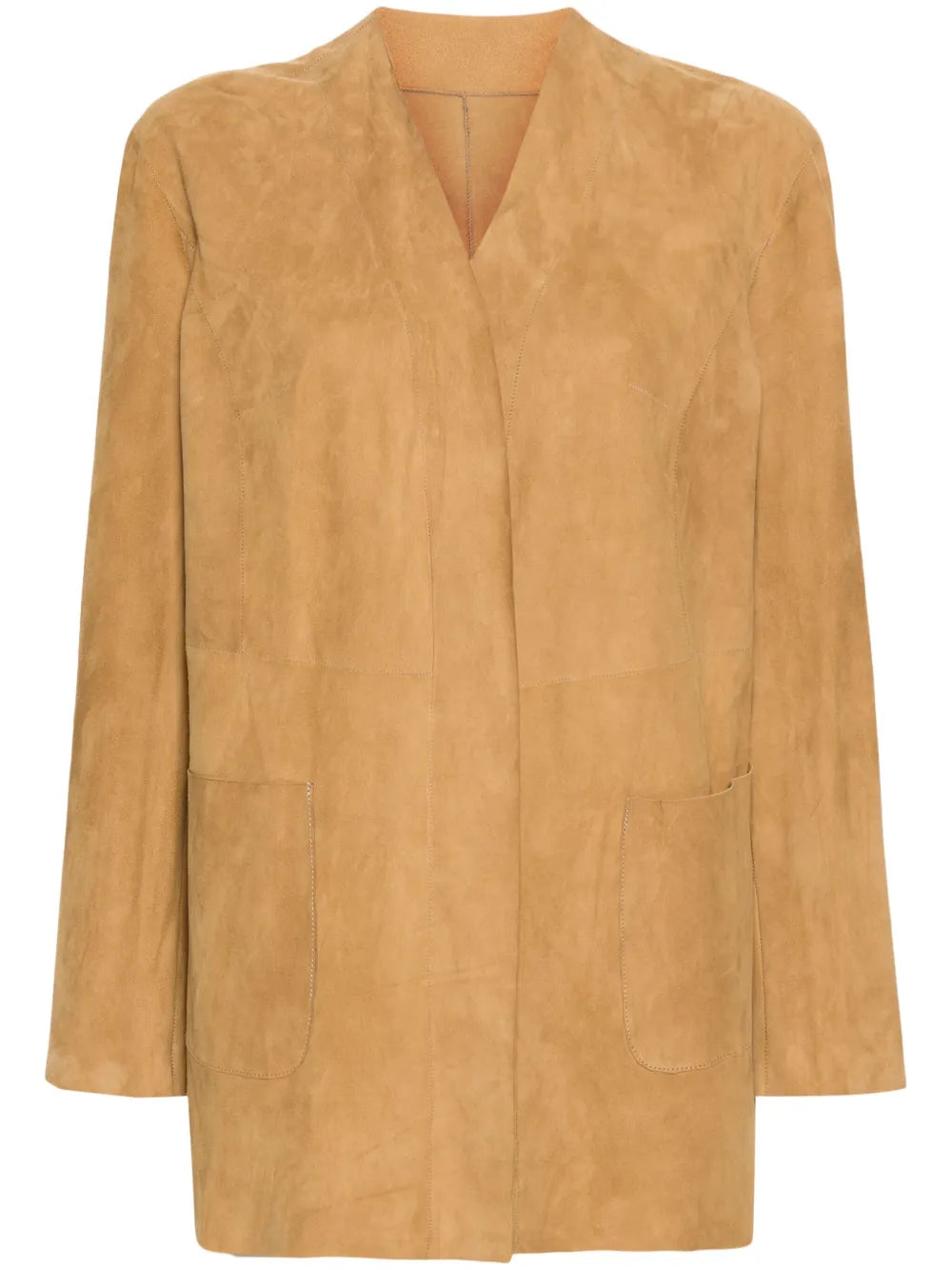 Open-Front Suede Cardigan