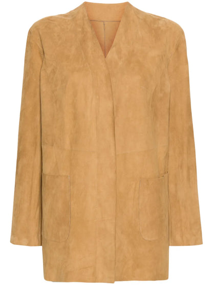 Open-Front Suede Cardigan