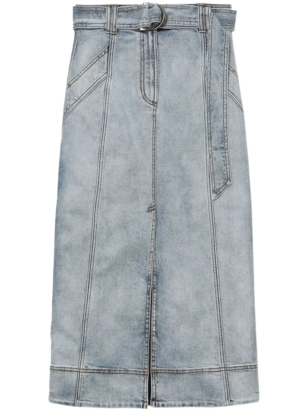 Two-Tone Midi Denim Skirt