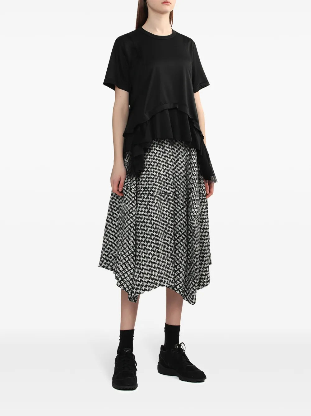 Asymmetric Ruffled T-Shirt