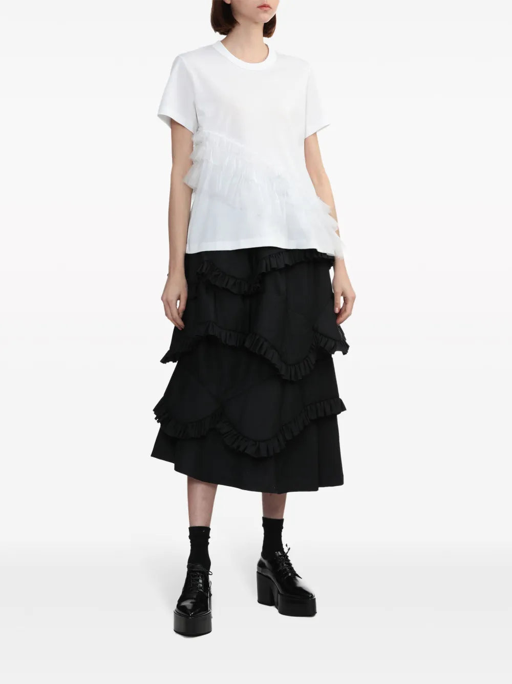 Ruffled Cotton T-Shirt