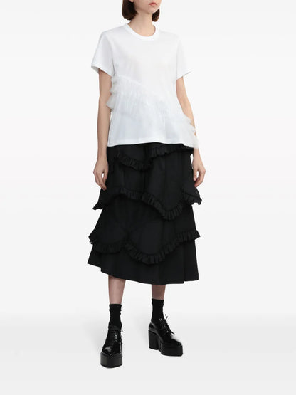 Ruffled Cotton T-Shirt