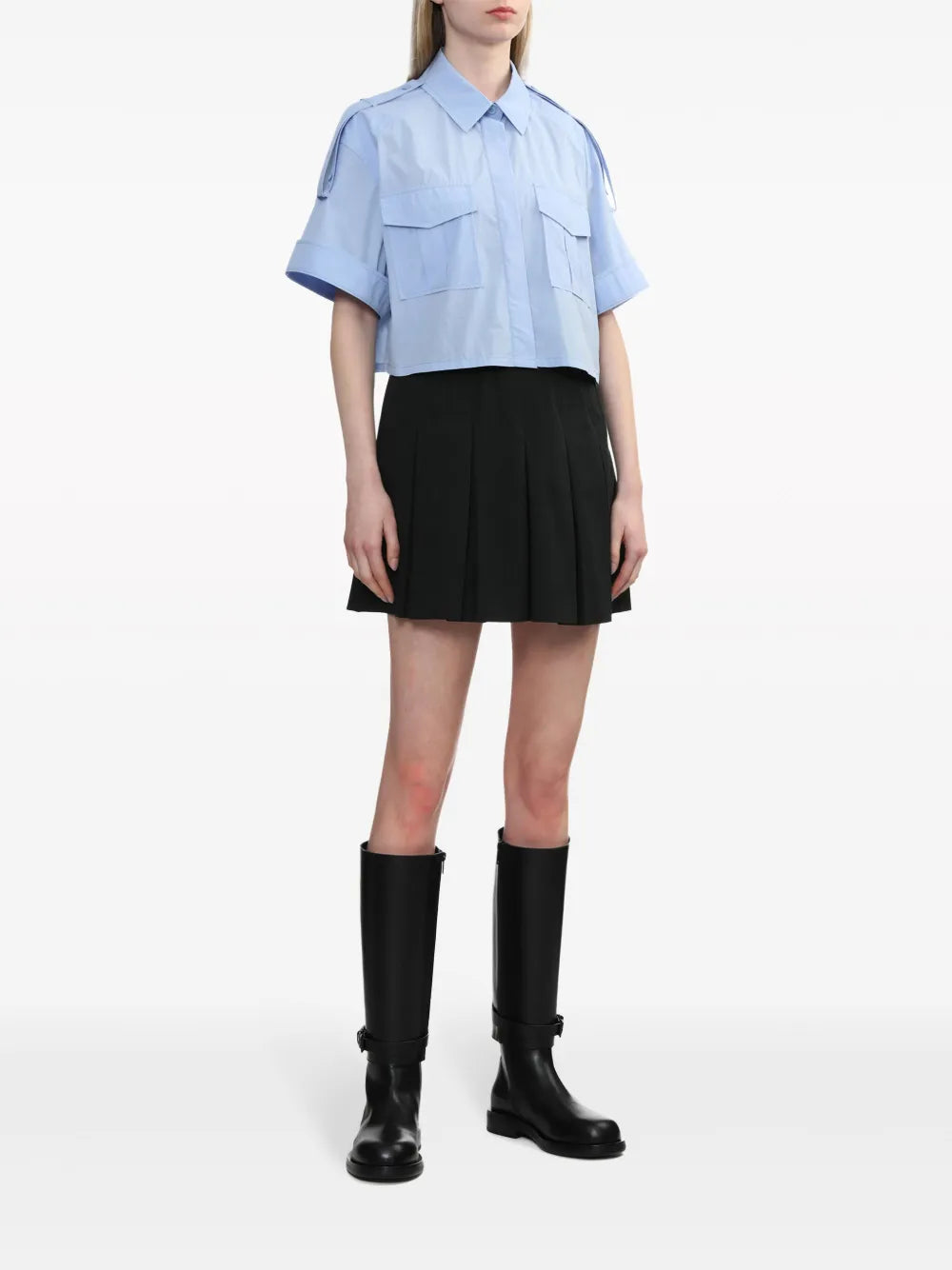 Cropped Oversize-Epaulette Shirt