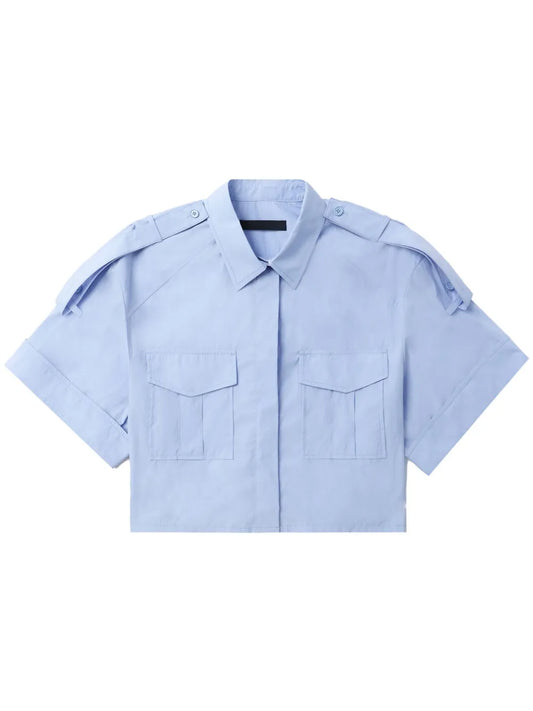 Cropped Oversize-Epaulette Shirt