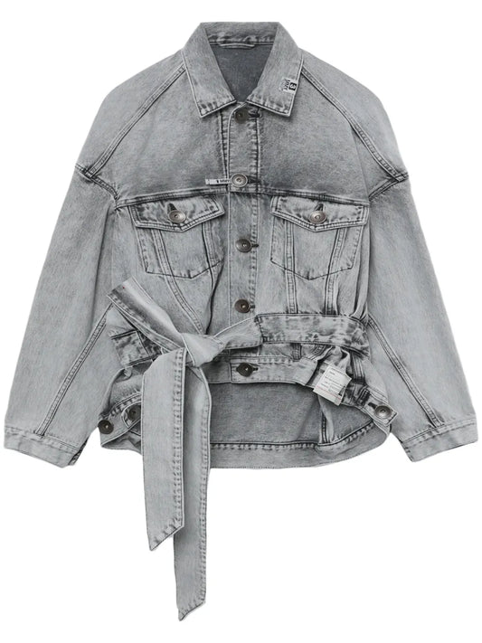 Cache-Coeur Belted Denim Jacket