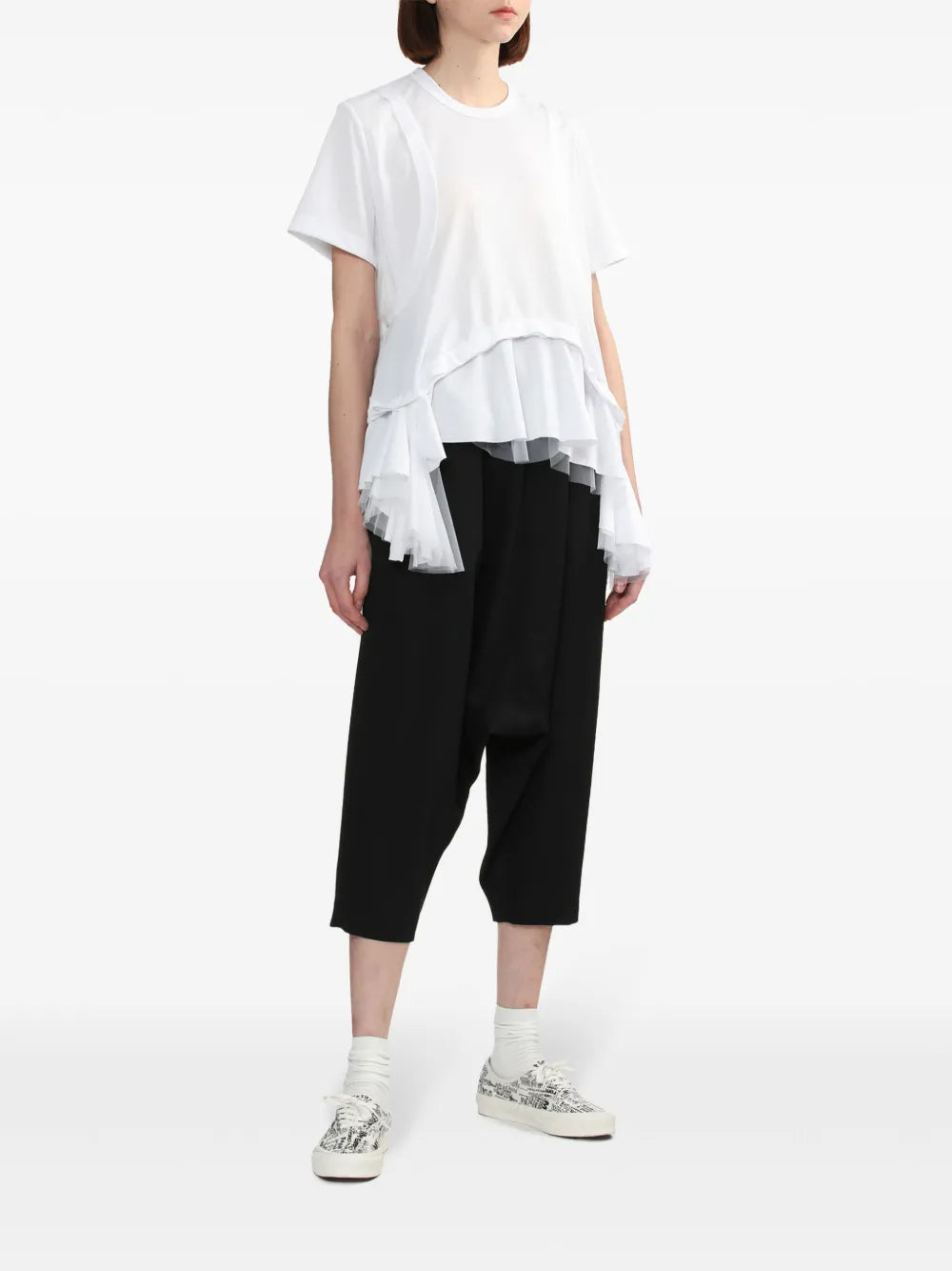 Asymmetric Ruffled T-Shirt
