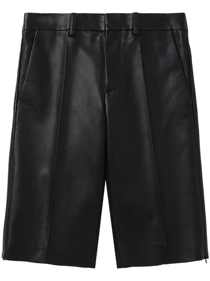 Leather Knee-Length Shorts