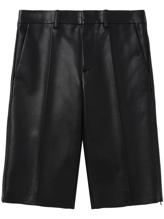 Leather Knee-Length Shorts