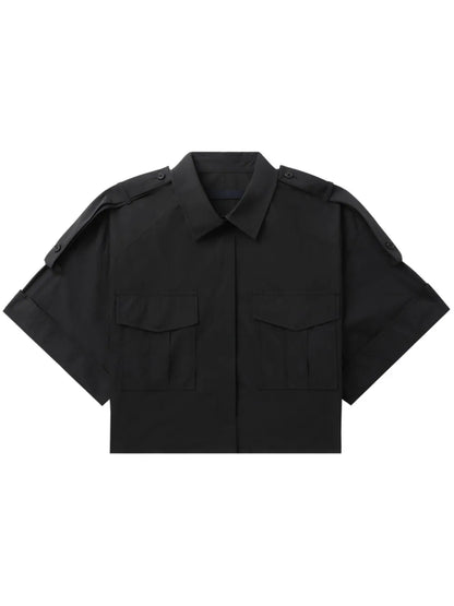 Classic-Collar Cropped Shirt