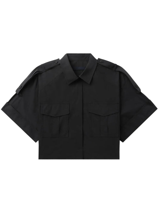 Classic-Collar Cropped Shirt