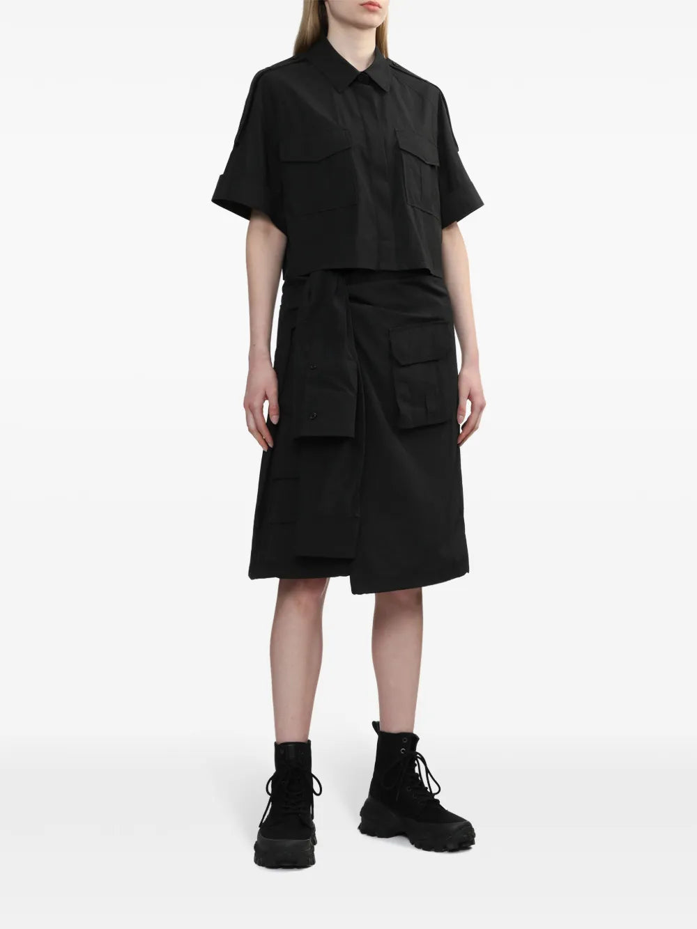 Classic-Collar Cropped Shirt