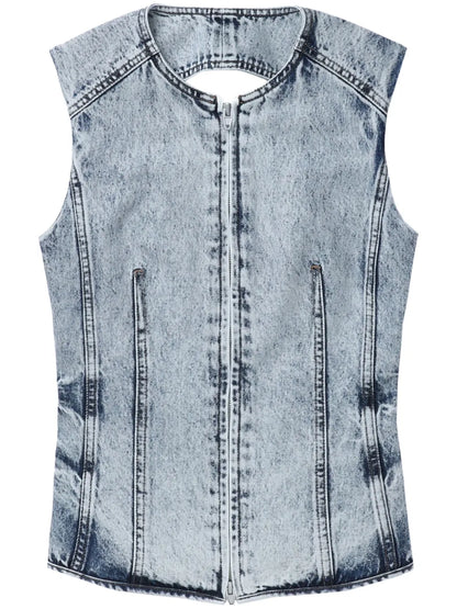Acid-Wash Denim Vest