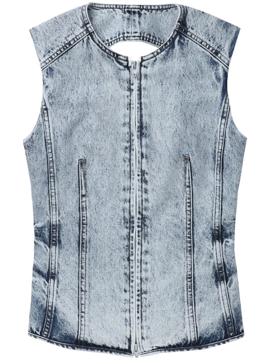 Acid-Wash Denim Vest