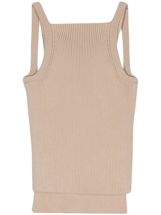 Layered Ribbed-Knit Tank Top
