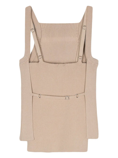 Layered Ribbed-Knit Tank Top