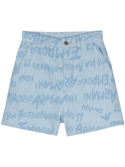 Logo-Print Chambray Shorts