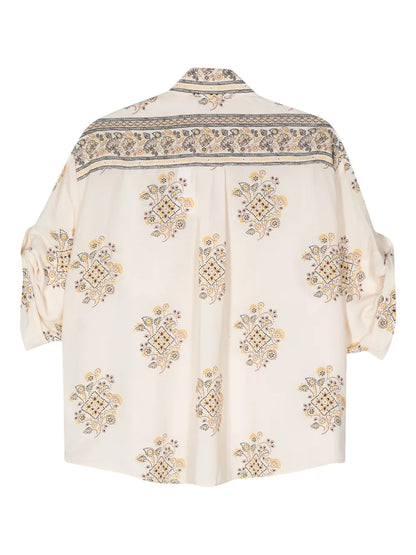 Pointillism-Print Safari Shirt