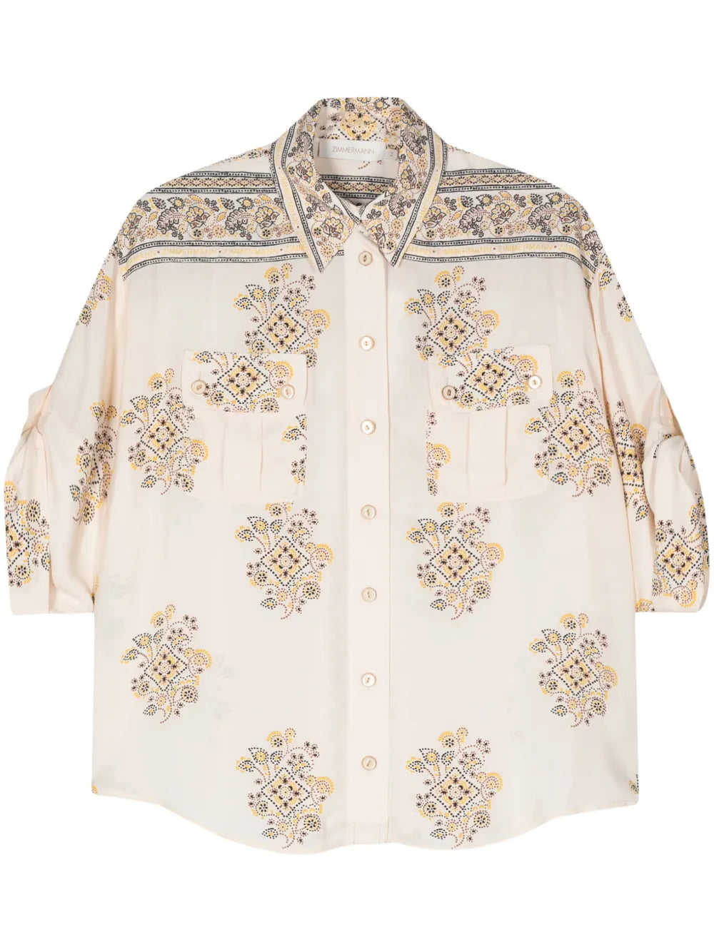 Pointillism-Print Safari Shirt