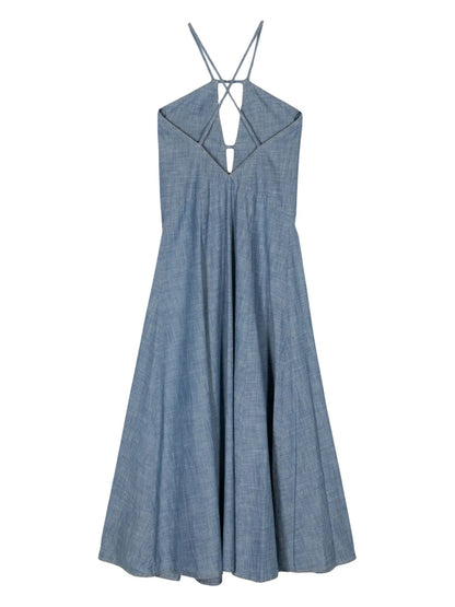 Cut-Out Chambray Maxi Dress