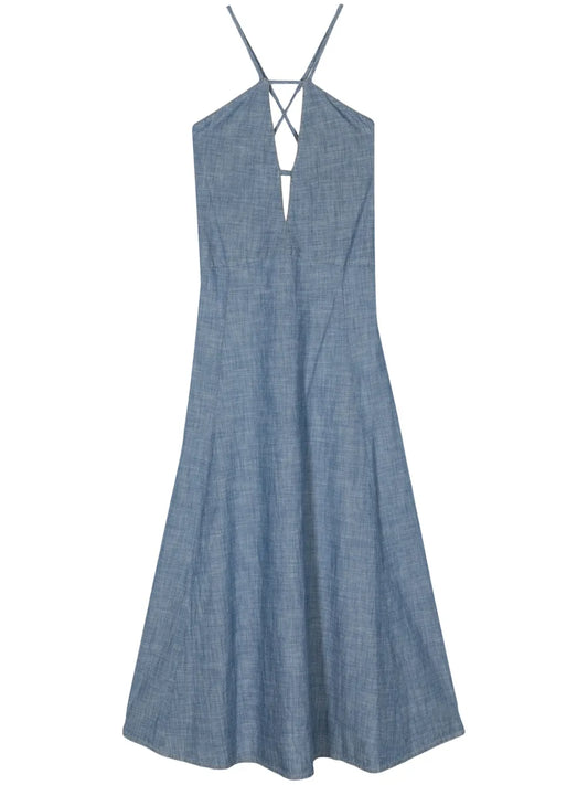 Cut-Out Chambray Maxi Dress