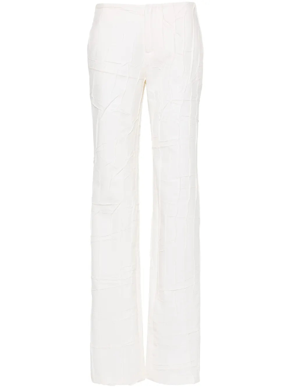 Crinkled Straight-Leg Trousers
