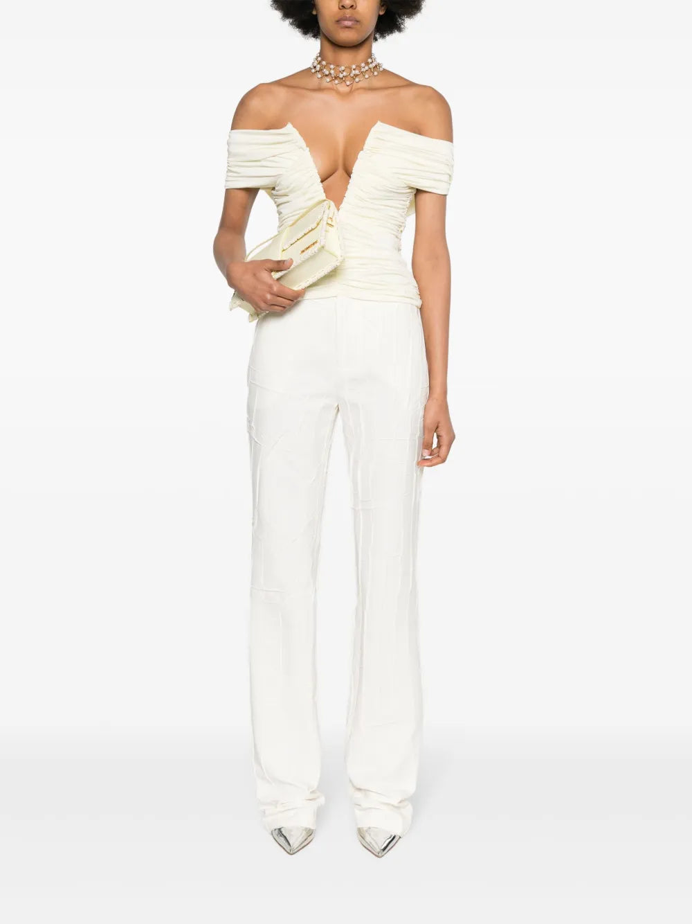 Crinkled Straight-Leg Trousers