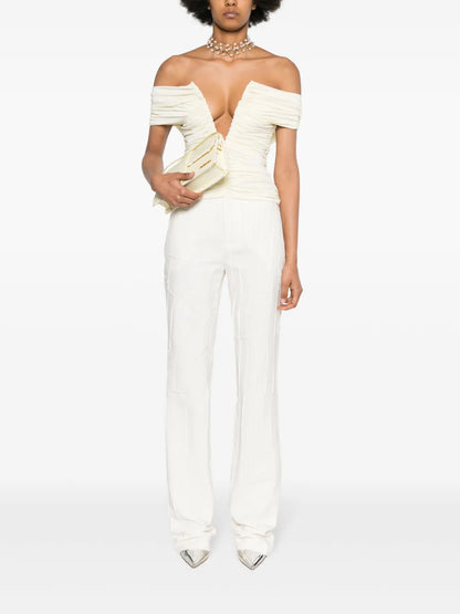 Crinkled Straight-Leg Trousers