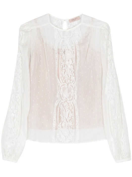 Bead-Embellished Lace Blouse